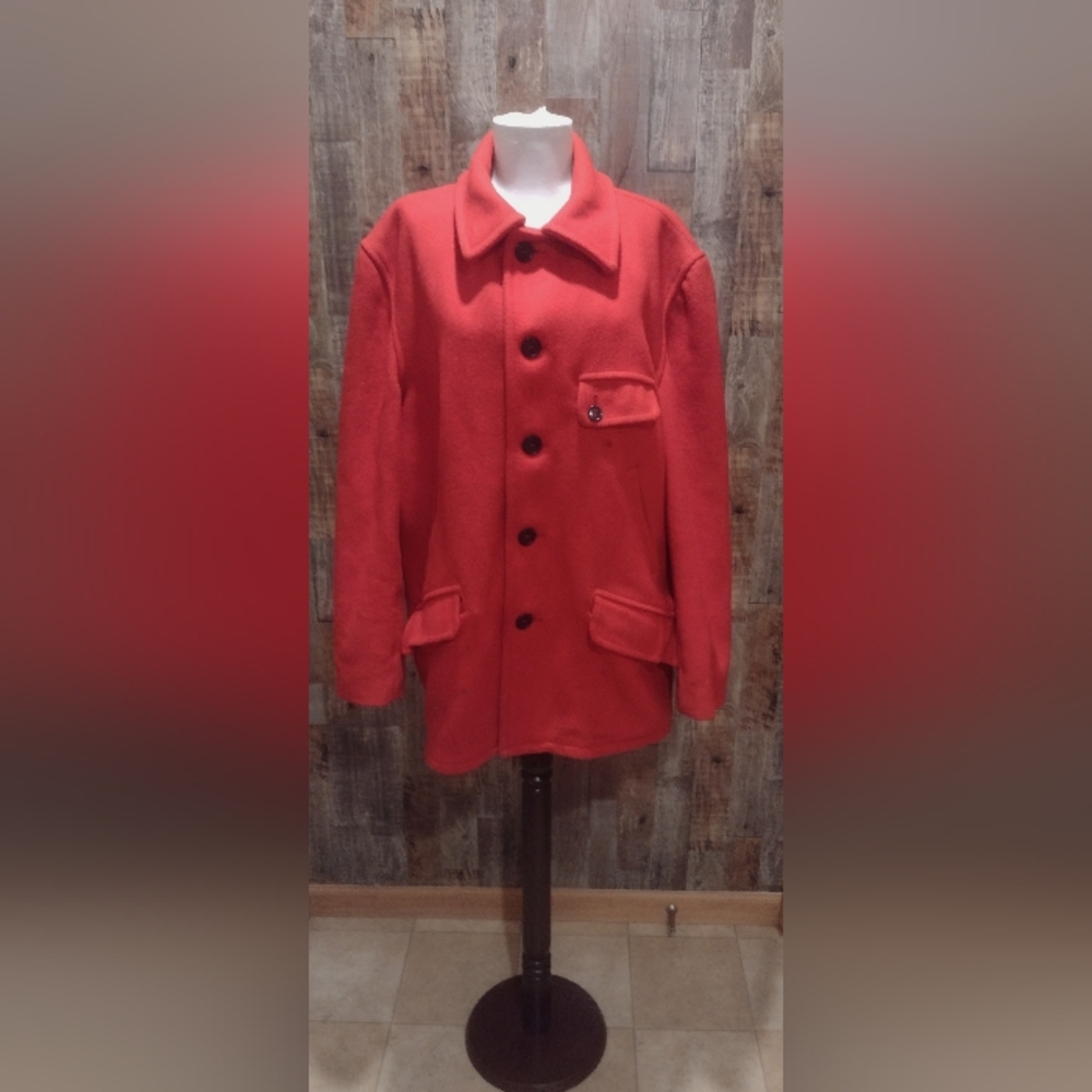 VINTAGE 1950'S J.C. HIGGINS SEARS RED WOOL FLANNEL LINED MACKINAW FIELD COAT